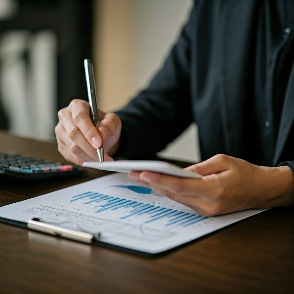 Professional accountant with financial reports